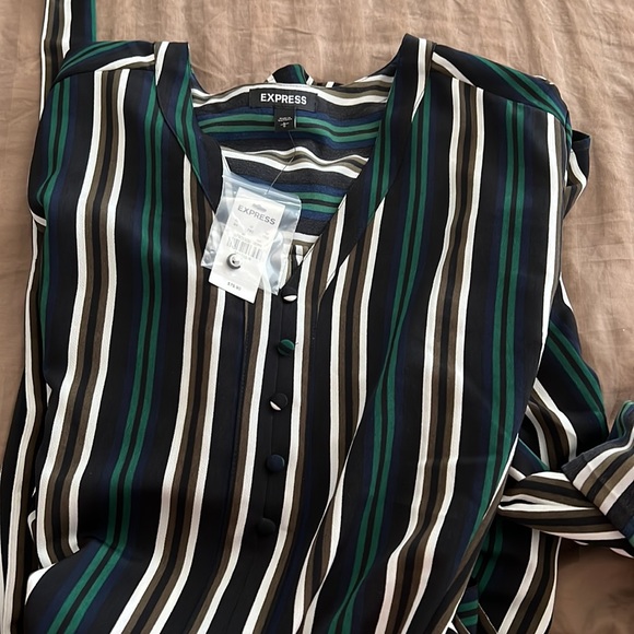 Express Stripe Portofilo Shirt Dress ✨✨ Brand New Green - Picture 3 of 6